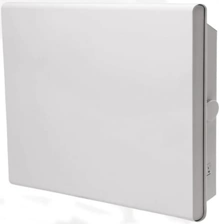 Adax Eco Basic bianco con la manopola del termostato sul lato, fotografia ufficiale