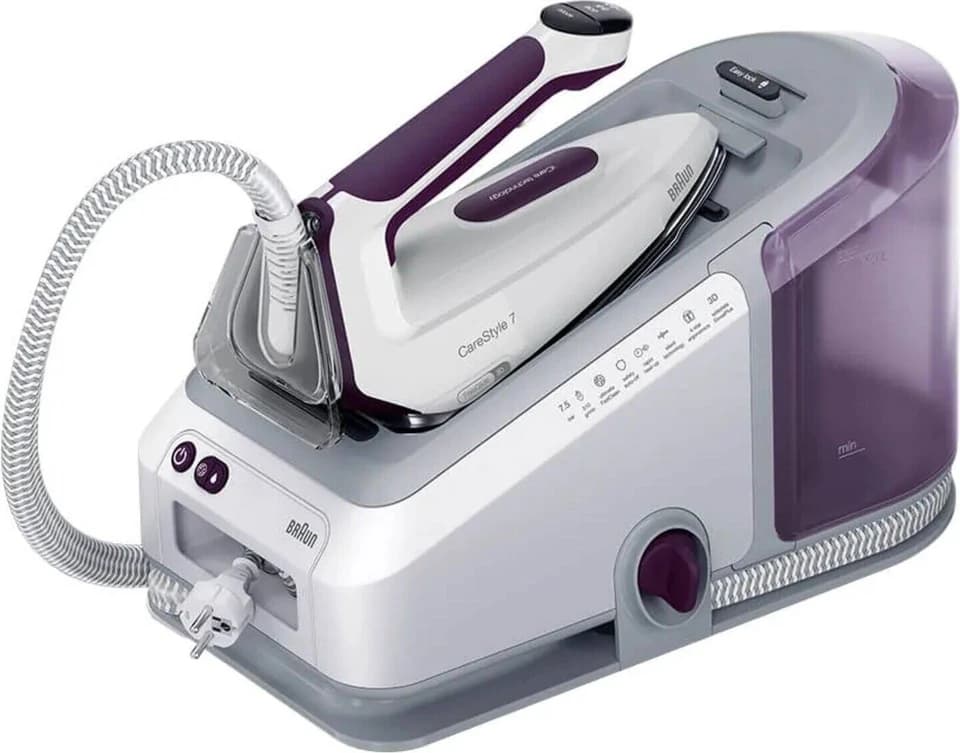 Braun CareStyle 7 IS7266VI bianco e viola con il ferro sulla base, fotografia ufficiale