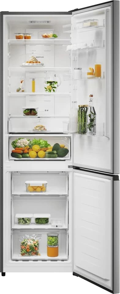 Electrolux LNB6MD34U0 Inox con le porte aperte e gli alimenti, fotografia ufficiale