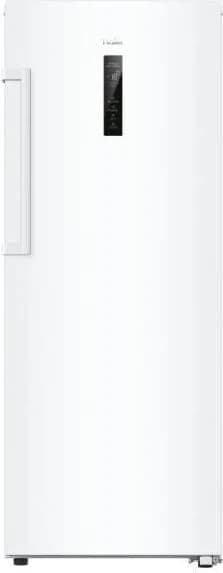 Congelatore verticale Haier H4F226WDH1 bianco a porta chiusa con il display sulla porta, fotografia ufficiale