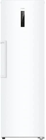 Congelatore verticale Haier H4F306WDH1 bianco a porta chiusa con il display sulla porta, fotografia ufficiale