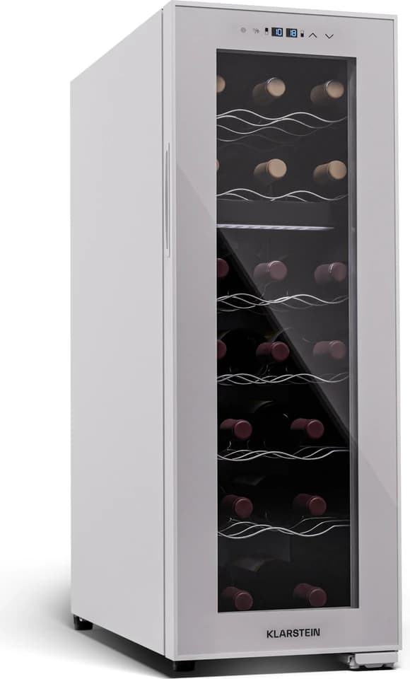 Klarstein Shiraz Slim bianca, stretta e alta, con la porta in vetro, fotografia ufficiale