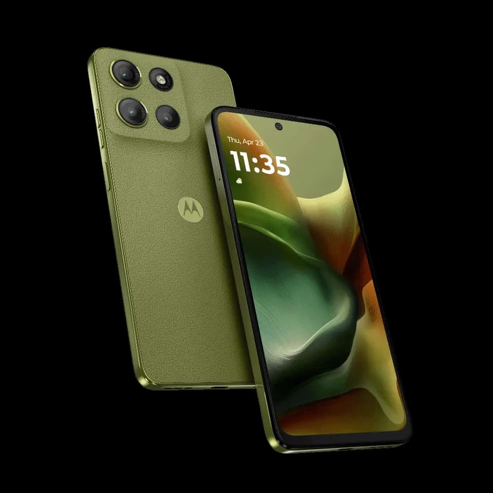 Motorola Moto G15 Iguana Green, vista frontale e posteriore
