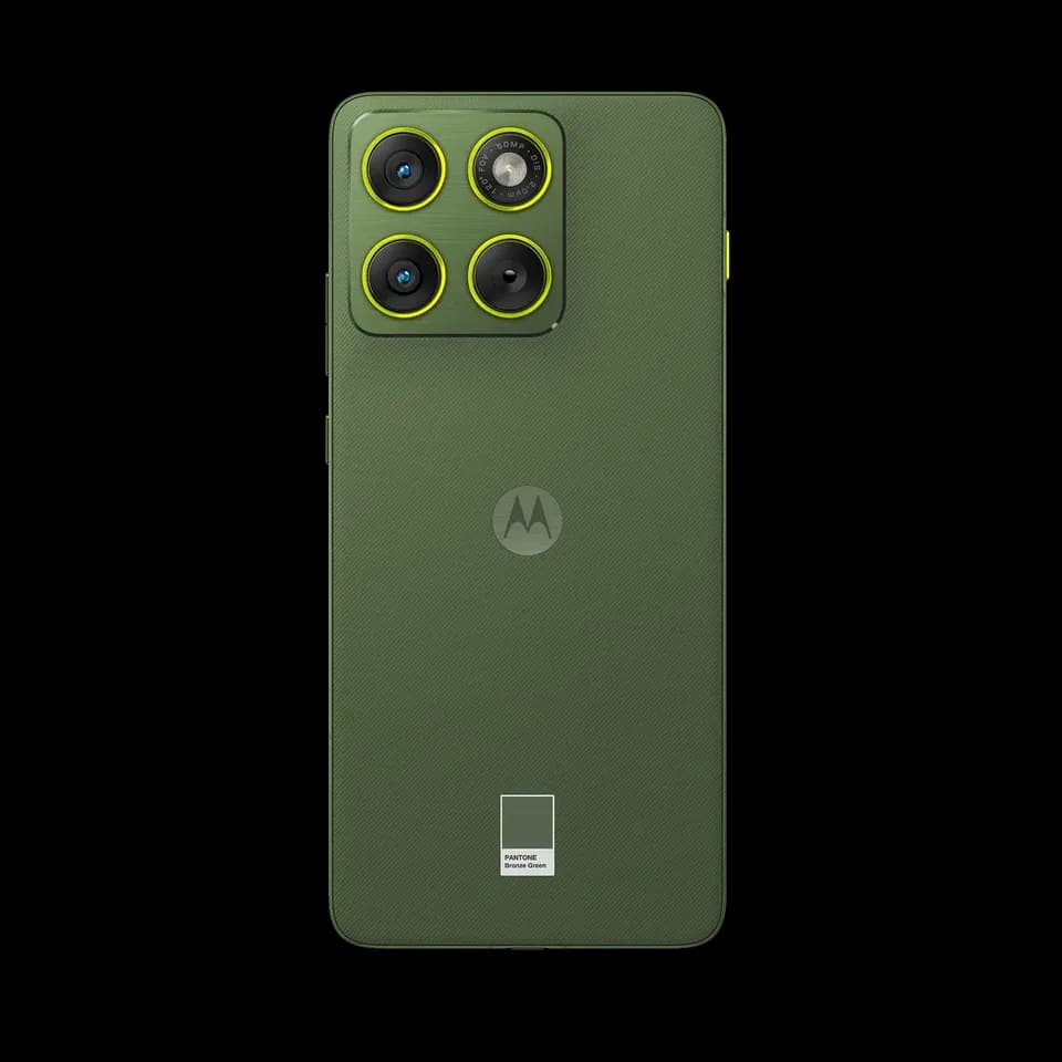 Motorola edge 70 PANTONE Bronze Green, fotografia ufficiale posteriore