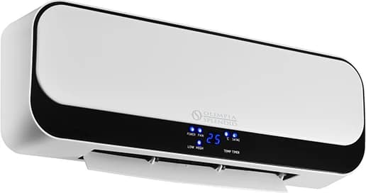 Olimpia Splendid Caldo Up T bianco a parete con il display acceso, fotografia ufficiale