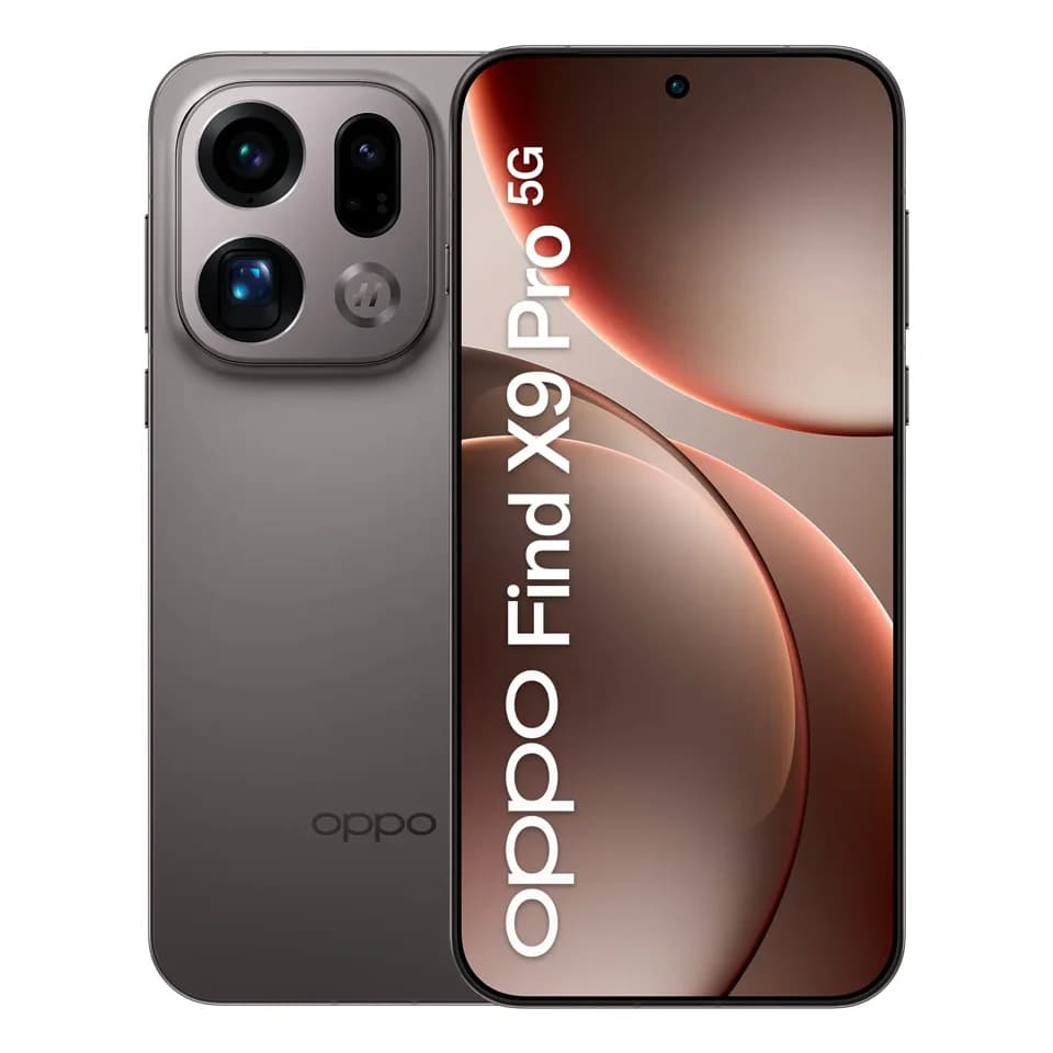 OPPO Find X9 Pro Titanium Charcoal, fotografia ufficiale frontale e posteriore