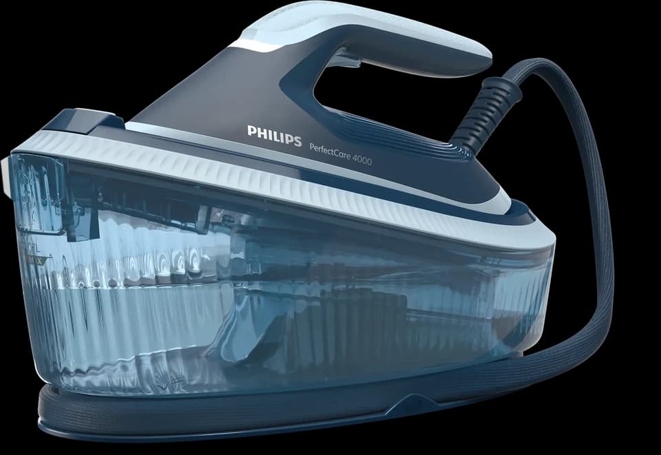 Philips PerfectCare 4000 PSG4020/20 blu con il ferro sulla base, fotografia ufficiale