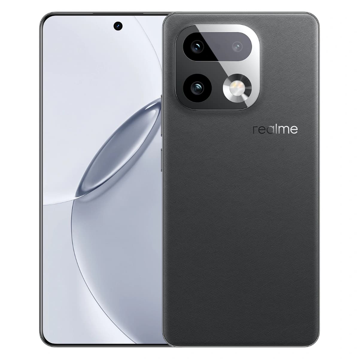 realme 16 Pro+ 5G Grigio elegante, fotografia ufficiale frontale e posteriore