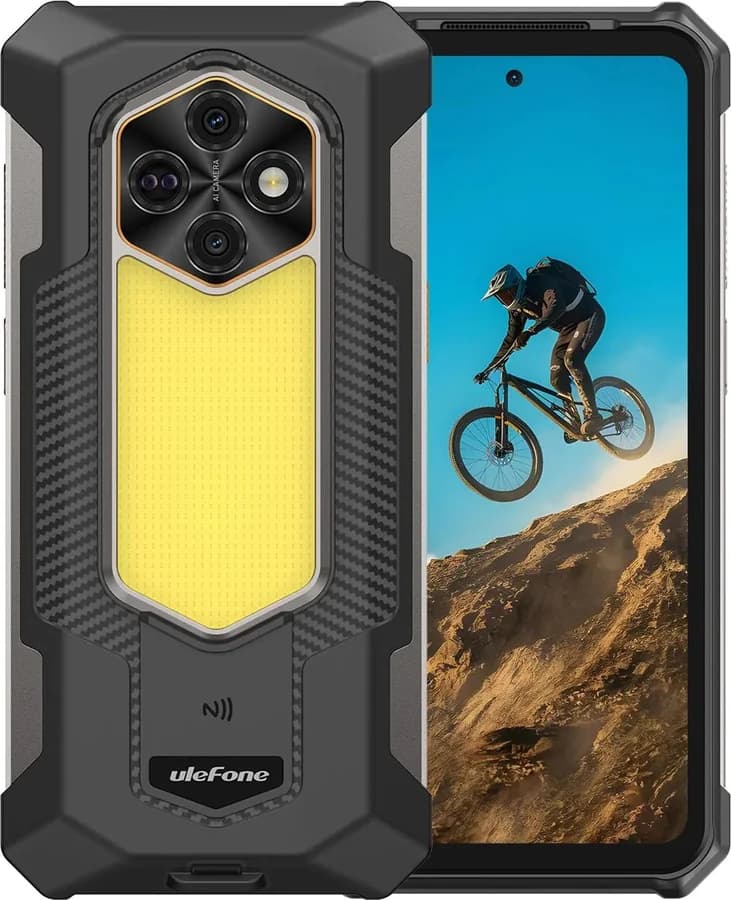 Ulefone RugKing 5 Pro nero, fotografia ufficiale di retro e fronte